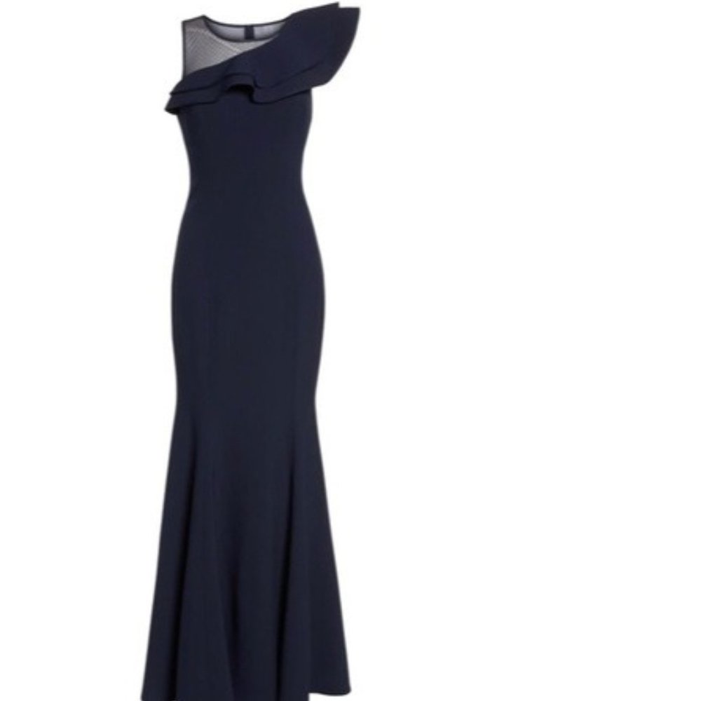 Eliza J Navy Asymmetrical Gown